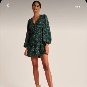 Abercrombie Green and White Dotted Dress